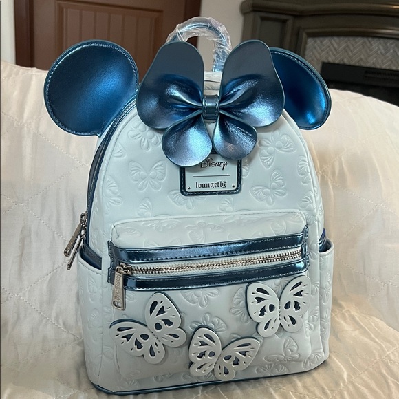 Loungefly Disney Minnie Mouse Blue Butterfly 🦋 Mini Backpack NWT - Picture 3 of 15